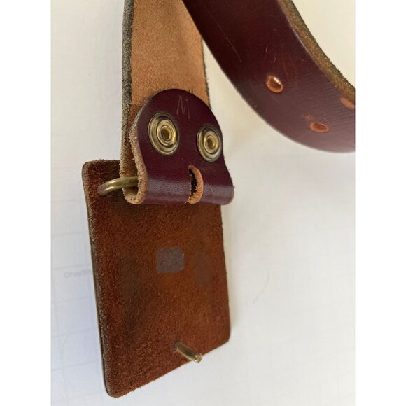 Vtg 1973 Handmade In Tlaquepaque Mexico Metal Belt Buckle & Leather Belt 42 - Picture 5 of 7